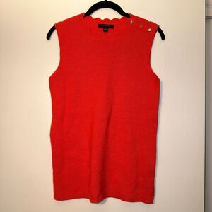 Ann Taylor Medium Coral Orange Knit Womens Tank Top with Scallop Neckline EUC